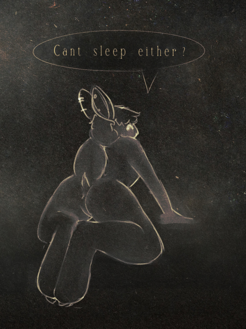 ambiguous_gender anthro anus butt looking_at_viewer looking_back looking_back_at_viewer null null_with_anus paws propositioning raised_tail solo speech_bubble tail text cielvonaefenleoht ciel_(cielvonaefenleoht) hare lagomorph leporid mammal rabbit snowshoe_hare english_text hi_res sketch nonbinary_(lore)