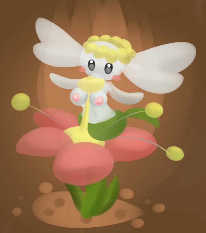 areola between_breasts blush breasts female feral flower looking_at_viewer nipples object_between_breasts plant simple_background smile solo white_body elpatrixf nintendo pokemon elemental_creature flabebe flora_fauna generation_6_pokemon pokemon_(species) red_flower_flabebe 2013 digital_media_(artwork) hi_res