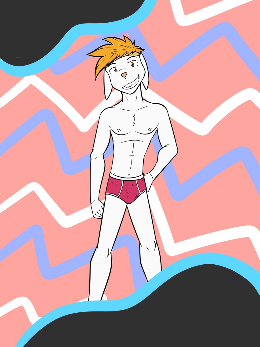 abstract_background anthro anthrofied briefs briefs_only buckteeth clothed clothing colored_seam_underwear fur hair male navel nipples orange_hair pink_briefs pink_clothing pink_underwear pokemorph solo teeth topless underwear underwear_only white_body white_fur white_seam_briefs white_seam_underwear fuze nintendo pokemon king_(fuze) generation_8_pokemon pokemon_(species) raboot 3:4 hi_res