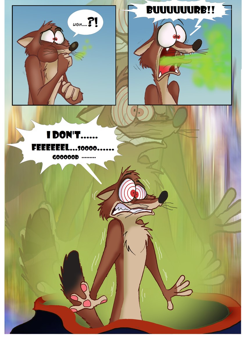 anthro burping gas macro macro_anthro macro_male male nude_anthro nude_male shrinking size_transformation solo text transformation fairytalesartist disney zootopia duke_weaselton mammal mustelid musteline true_musteline weasel 2024 comic english_text hi_res