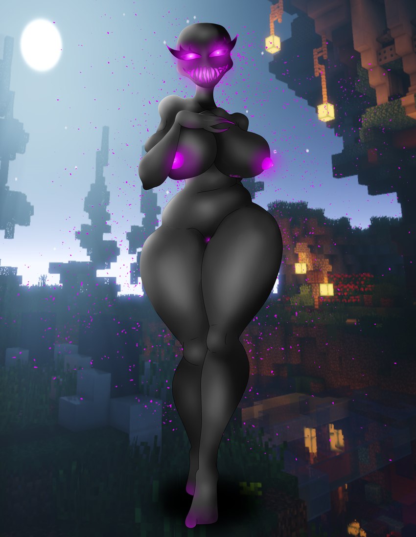 anthro breasts clitoris female genitals mob nipples pussy solo lewarfire microsoft minecraft mojang xbox_game_studios enderman monster absurd_res hi_res