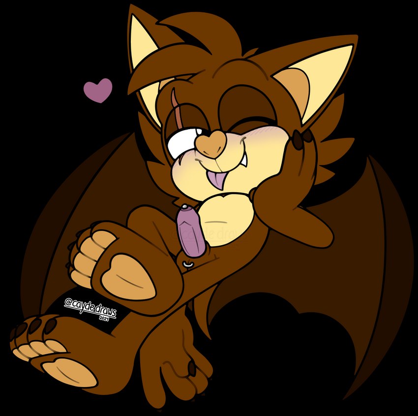 4_toes 5_fingers anthro balls bat_ears bat_wings big_ears big_feet big_hands big_nose blush brown_body brown_eyes brown_fur claws erection eye_scar eyelids facial_scar fangs feet fingers fluffy fur genital_piercing genitals glistening glistening_eyes hair half-closed_eyes hand_on_cheek hand_on_face head_tuft heart_nose heart_symbol jewelry leaning leaning_backward lidded_eyes male membrane_(anatomy) membranous_wings narrowed_eyes nude one_eye_closed pawpads paws penile penis penis_piercing piercing purple_penis purple_tongue scar scrotum_piercing simple_background smile solo tail teeth toes tongue tongue_out transparent_background tuft wings wink caydedraws sega sonic_the_hedgehog_(series) fan_character mikey_the_vampire_bat bat leaf-nosed_bat mammal microbat vampire vampire_bat yangochiropteran 2024 alpha_channel colored digital_drawing_(artwork) digital_media_(artwork) hi_res signature