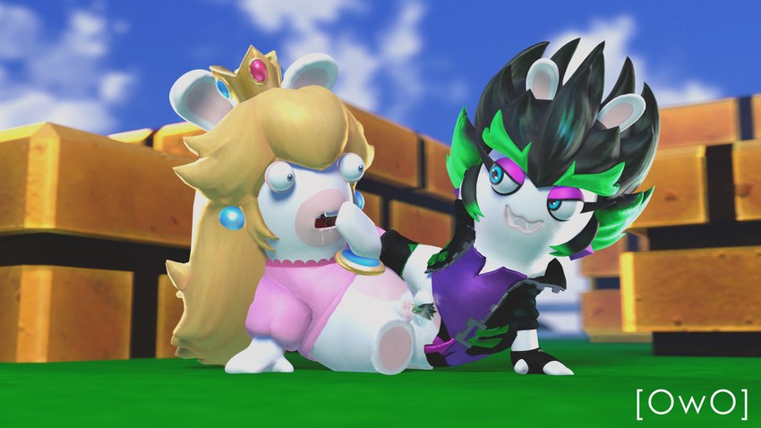 black_hair blonde_hair blue_eyes crown duo female fur hair headgear highlights_(coloring) makeup outside pubes sex shocked sweat_clouds tribadism vaginal white_body white_fur owo_sfm mario_bros mario_plus_rabbids_kingdom_battle mario_plus_rabbids_sparks_of_hope nintendo raving_rabbids rayman_(series) ubisoft edge_(mario_plus_rabbids) rabbid_peach lagomorph mammal rabbid 16:9 3d_(artwork) 4k absurd_res crossover digital_media_(artwork) hi_res source_filmmaker_(artwork) widescreen