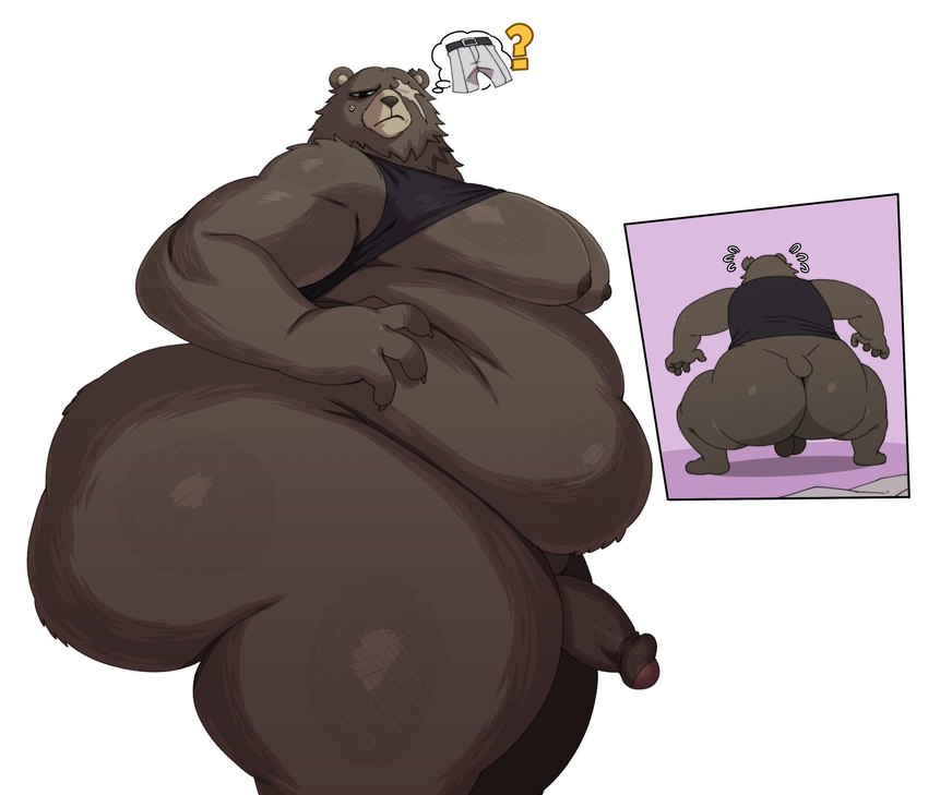 anthro balls barazoku belly belly_folds belly_squish big_belly big_breasts big_butt big_moobs black_clothing black_shirt black_topwear bottomwear breasts brown_body brown_fur brown_nipples butt clothing fat_rolls fur genitals huge_belly huge_breasts huge_butt huge_moobs hyper hyper_belly hyper_butt male moobs morbidly_obese morbidly_obese_anthro morbidly_obese_male musclegut muscular nipples obese obese_anthro obese_male overweight overweight_anthro overweight_male pants penis shirt simple_background small_penis solo squish thick_thighs topwear white_background sssonic2 mihoyo zenless_zone_zero ben_bigger bear brown_bear grizzly_bear mammal ursine 2024 hi_res