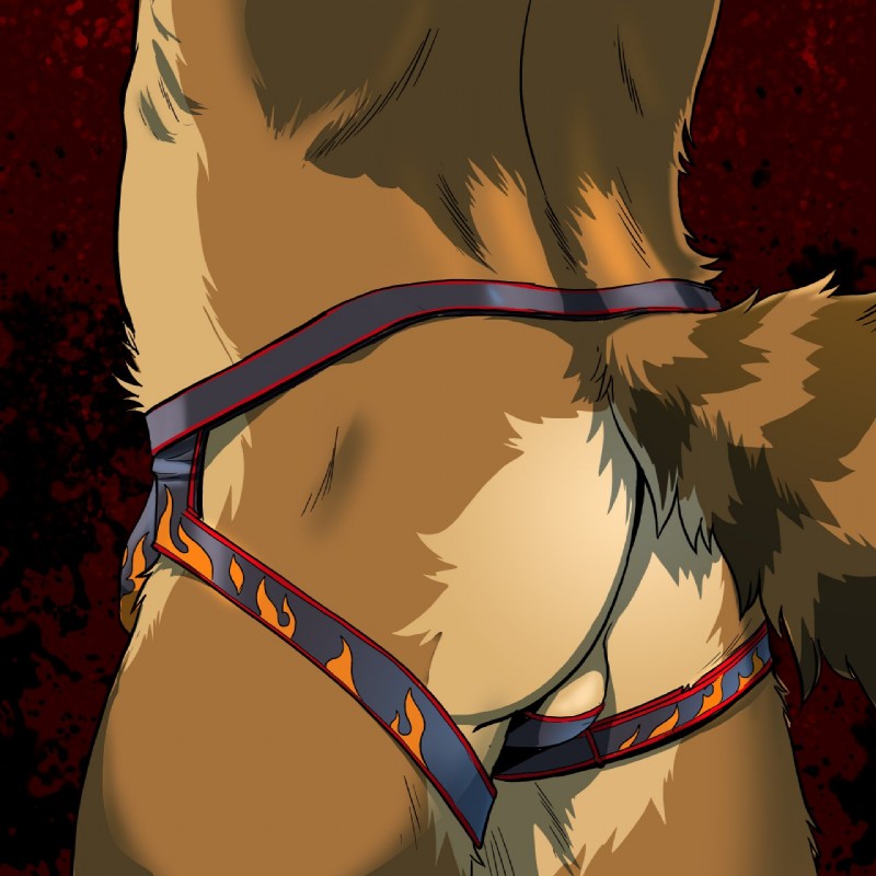 anthro backsack balls butt clothing jockstrap male solo underwear greenmonkey darkmask demon hybrid mammal procyonid raccoon 1:1 2013 hi_res