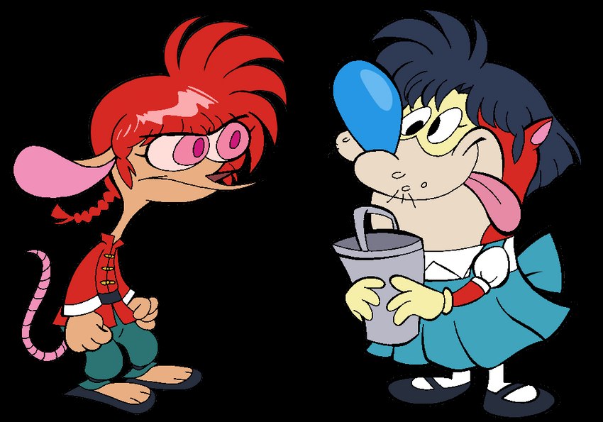 blue_hair clothing duo hair male male/male pink_eyes red_hair school_uniform short_hair uniform nautoon2007 nickelodeon ranma_1/2 ren_and_stimpy akane_tendo ranma_saotome ren_höek stimpy_j._cat canid canine canis chihuahua domestic_cat domestic_dog felid feline felis mammal toy_dog alpha_channel