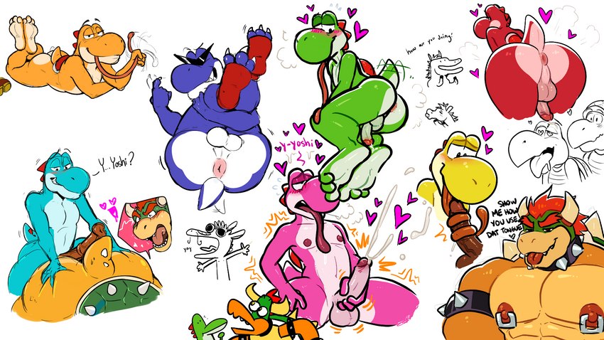 3_toes ahegao animal_genitalia animal_penis anthro anus armband balls barefoot beckoning bent_over big_butt big_pecs blush bodily_fluids butt butt_grab circumcised claws clothing collar countershade_feet countershading cum cum_drip cumshot darkened_balls darkened_genitalia darkened_penis discarded_shoes dripping duo ejaculation emanata equine_genitalia equine_penis erection eyewear feet foot_fetish foot_sniffing footwear genital_fluids genitals gesture hair hand_on_butt heart_eyes heart_symbol hindpaw holding_legs_up holding_penis holding_tongue horn hot_dogging humanoid_genitalia humanoid_penis imminent_anal imminent_sex long_tongue looking_pleasured lying lying_on_ground male male/male masturbation muscular muscular_anthro muscular_male naughty_face nipple_piercing nipples nude on_front on_ground oral orgasm paws pecs penile penile_masturbation penis piercing pink_anus plantigrade presenting presenting_anus presenting_hindquarters red_hair saliva saliva_drip sex shell shoes simple_background slutty_face small_top_big_bottom sniffing sniffing_while_masturbating soles solo spiked_armband spiked_collar spiked_shell spikes spikes_(anatomy) style_emulation tail tail_motion tailwag taste_the_rainbow text toe_claws toeless_footwear toeless_shoes toes tongue tongue_around_penis tongue_out wearing_sunglasses white_background white_butt yay conditional_dnp poppin zourik asian_mythology east_asian_mythology mario_bros mythology nintendo something_about super_mario_rpg_legend_of_the_seven_stars boshi bowser zan_(poppin) blue_yoshi cyan_yoshi dragon eastern_dragon equid equine green_yoshi hammer_bro horse koopa koopa_troopa mammal mythological_creature mythological_scalie orange_yoshi pink_yoshi red_yoshi scalie yellow_yoshi yoshi 16:9 artist_collaboration english_text hi_res multiple_images widescreen