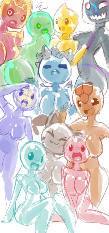 breasts butt female group looking_at_viewer not_furry slime miiyauwu slime_rancher boom_slime domestic_cat felid feline felis gold_slime_(slime_rancher) goo_creature honey_slime mammal monster phosphor_slime pink_slime_(slime_rancher) puddle_slime rad_slime rock_slime slime_(slime_rancher) tabby_slime tarr_slime hi_res