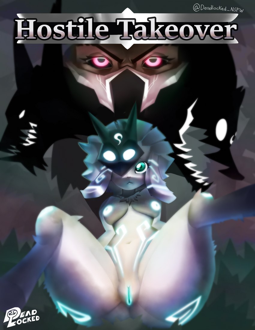 anthro blue_eyes duo female fur genitals glowing glowing_markings glowing_nipples group long_ears male markings mask nipples pussy questionable_consent wearing_mask white_body white_fur deadlocked league_of_legends riot_games tencent kindred_(lol) lamb_(lol) renata_glasc_(lol) warwick_(lol) wolf_(lol) bovid canid canine canis caprine human mammal sheep spirit wolf absurd_res comic hi_res