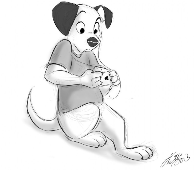 3_toes 4_fingers anthro anthrofied biped bottomless clothed clothing earbuds electronics feet fingers fur headphones hidden_mickey holding_object holding_phone male phone shirt simple_background sitting solo t-shirt toes topwear white_background betsythebeaver 101_dalmatians disney lucky_(101_dalmatians) canid canine canis dalmatian domestic_dog mammal 2013 greyscale monochrome signature sketch