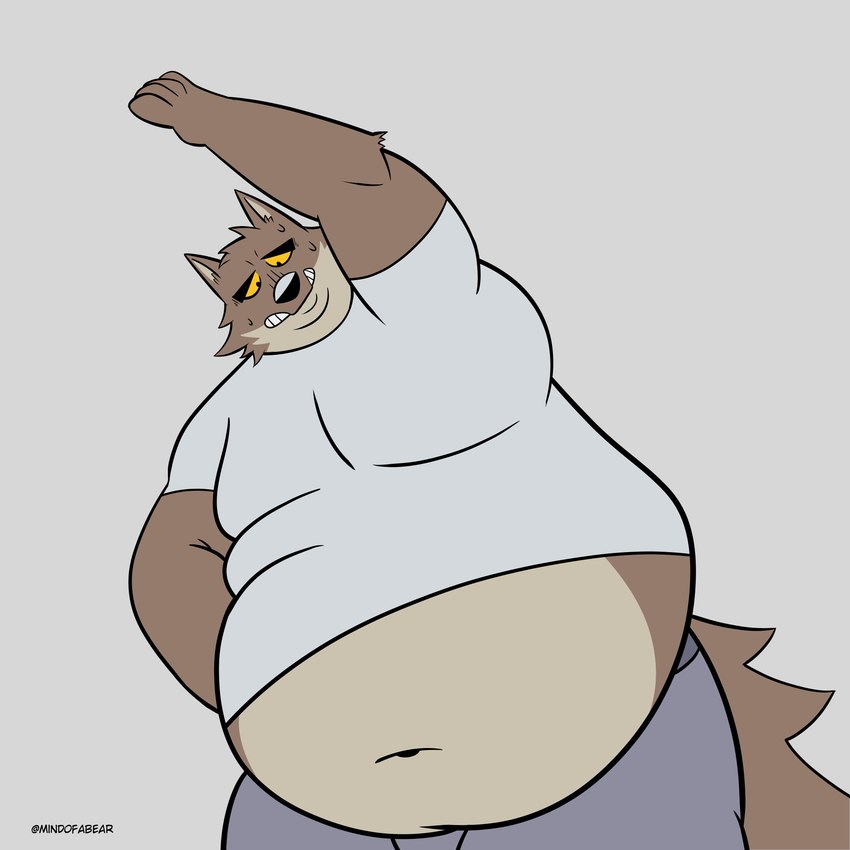 anthro belly belly_overhang big_belly bottomwear clothing male moobs obese overweight overweight_male pants stretching sweatpants tight_clothing weight_gain mindof dreamworks fattytober the_bad_guys mr._wolf_(the_bad_guys) canid canine canis mammal wolf 1:1 absurd_res hi_res