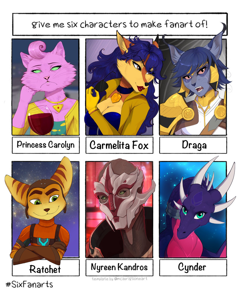 ratchet, draga, princess carolyn, nyreen kandros, carmelita fox, and etc (sony interactive entertainment and etc) created by araivis-edelveys