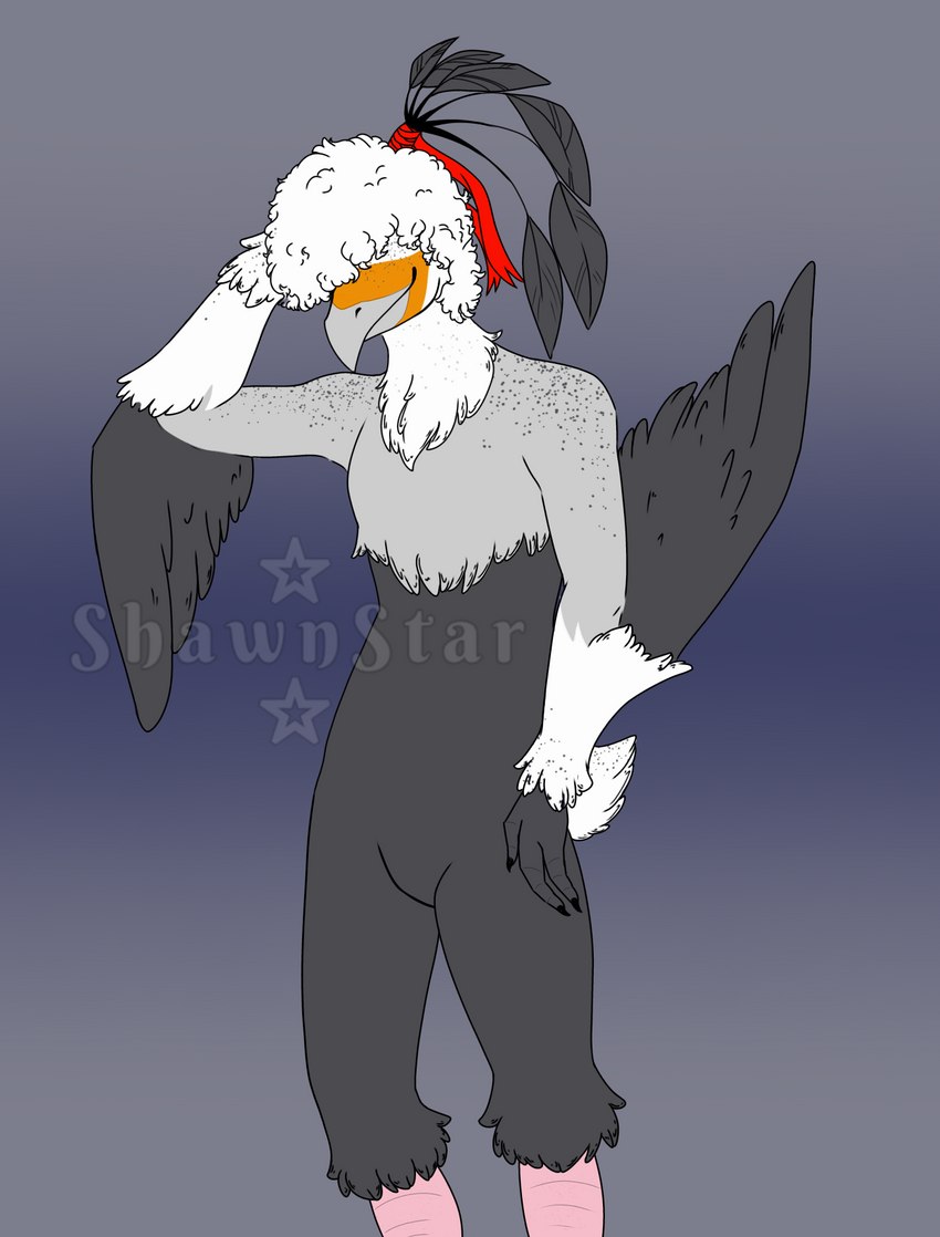 accessory anthro beak feather_in_hair feathered_wings feathers grey_body hair hair_accessory hair_ribbon loose_feather male ribbon_in_hair ribbons simple_background smile solo white_body wings mistystar avian bird digital_media_(artwork) hi_res