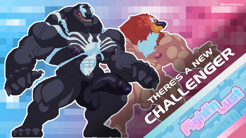 5_fingers anthro balls barazoku biceps big_muscles big_nipples black_body body_hair duo empty_eyes fangs feet fingers for_a_head foreskin genitals group happy_trail humanoid_genitalia humanoid_penis male multicolored_body muscular muscular_anthro muscular_male nipples not_furry penis pubes teeth text toes morinetsu fatal_fury king_of_fighters marvel mugen tizoc venom_(marvel) alien alien_humanoid animal_head animal_humanoid avian avian_humanoid bird_humanoid humanoid symbiote 16:9 2025 crossover digital_media_(artwork) hi_res pixel_(artwork) widescreen