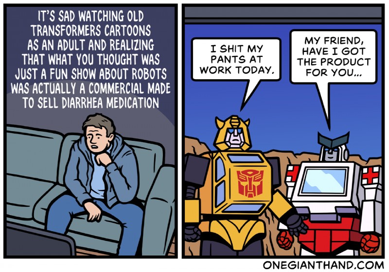 border dialogue furniture humor machine not_furry parody profanity sofa speech_bubble text white_border onegianthand hasbro takara_tomy transformers cybertronian human humanoid mammal robot robot_humanoid comic english_text signature url