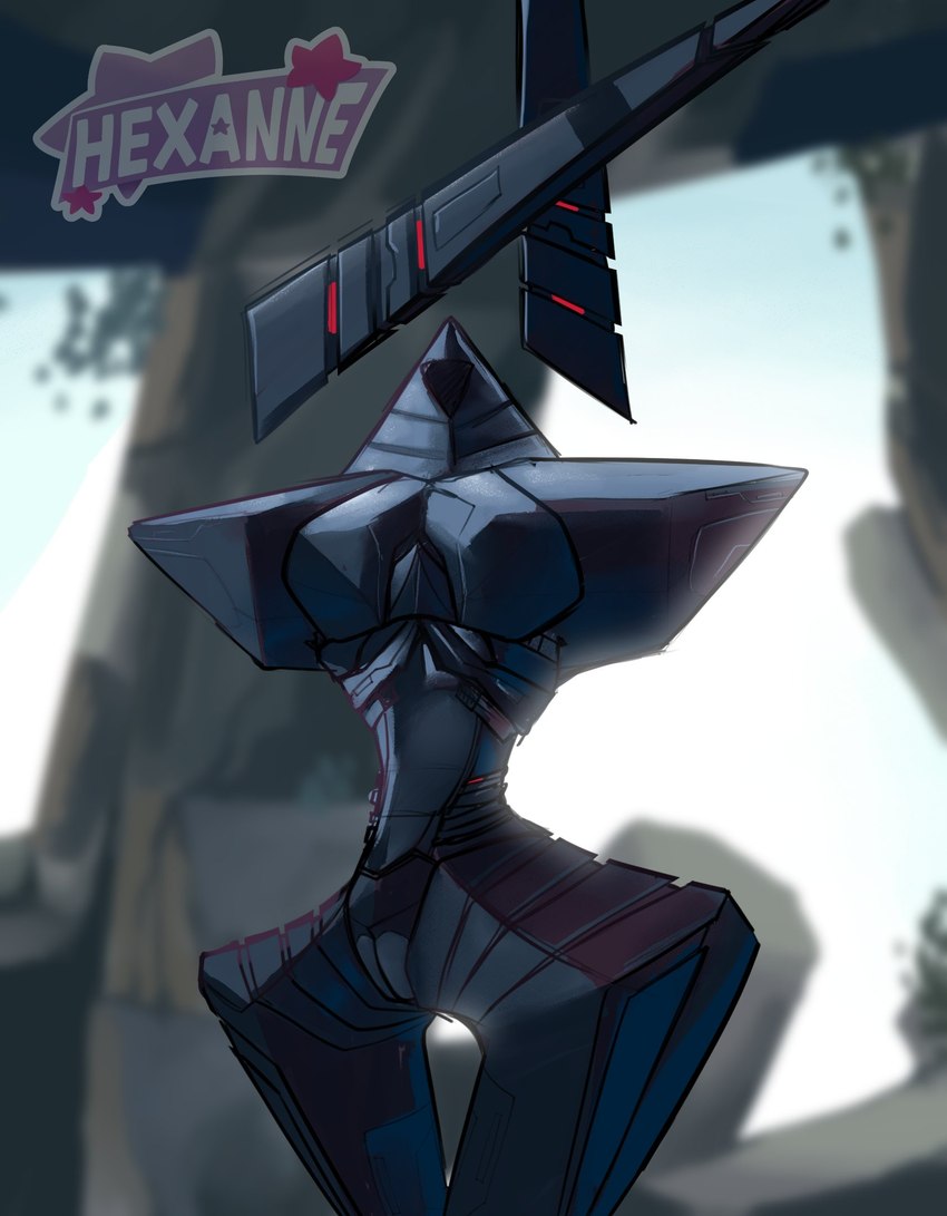 blade blade_arm dark_body female floating_hands genitals grey_body machine not_furry plant pussy ruins small_waist solo thick_thighs wide_hips hexanne sega sonic_frontiers sonic_the_hedgehog_(series) ninja_(sonic_frontiers) humanoid robot robot_humanoid 2022 digital_media_(artwork) hi_res unavailable_at_source