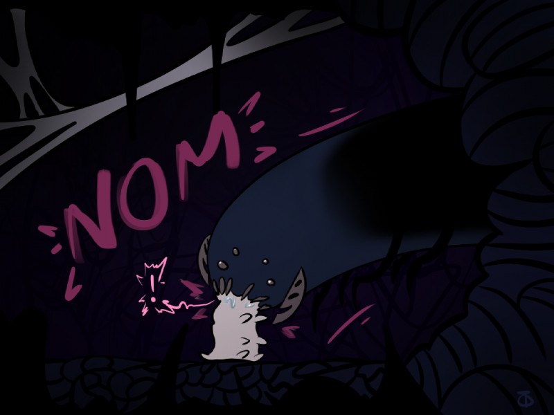 ambiguous_gender cave creepy duo larva teeth vore toot hollow_knight team_cherry midwife_(hollow_knight) arthropod fly_(animal) insect maggot monster 4:3