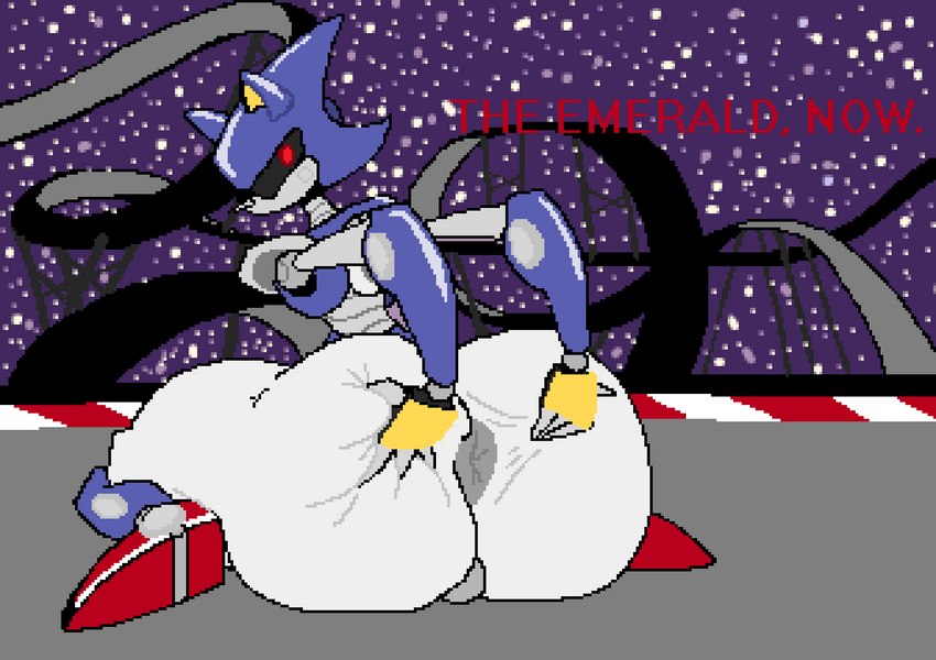 anthro anus balls big_butt blue_body butt genitals hand_on_butt huge_butt looking_at_viewer looking_back machine male nude presenting presenting_anus presenting_hindquarters red_eyes simple_background solo spread_butt spreading thick_thighs wide_hips peachymewtwo sega sonic_the_hedgehog_(series) metal_sonic robot digital_media_(artwork) hi_res