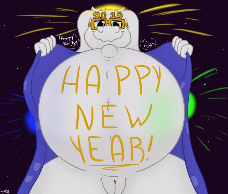 anthro belly big_belly female genitals huge_belly hyper hyper_belly pregnant pussy solo undyingwolf undertale undertale_(series) toriel boss_monster_(undertale) bovid caprine mammal hi_res