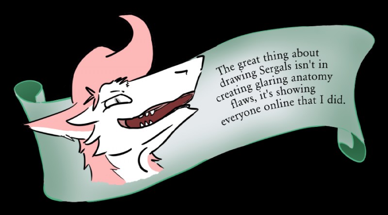 banner fur hair humor male pink_body pink_fur pink_hair pompadour simple_background solo speech_scroll the_truth transparent_background sergaelic mammal sergal alpha_channel meme