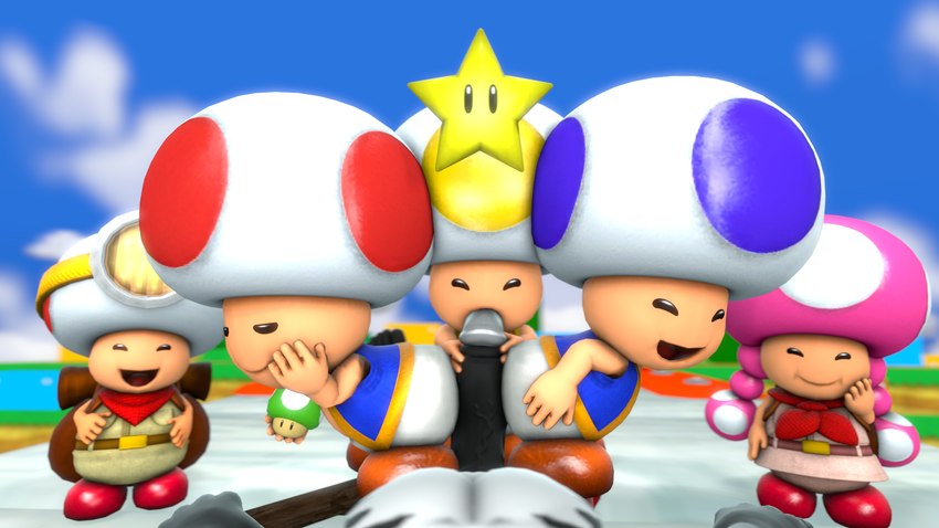 captain toad, lire, power star, and toadette (mario bros and etc) created by doommusk