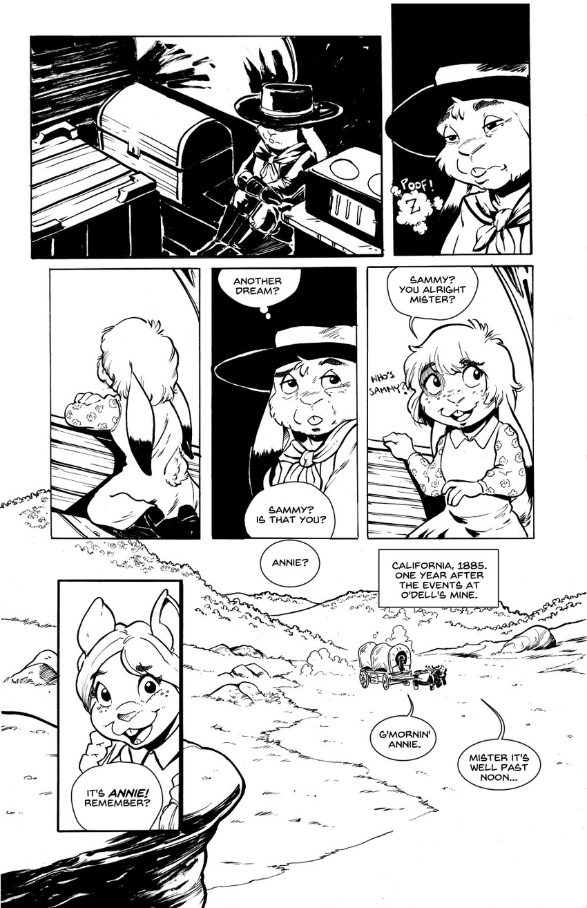 anthro dialogue duo female feral male prairie text vehicle wagon western wild_west jamil_gonzalez the_tale_of_jasper_gold jasper_gold_(character) samantha_gold bovid lagomorph leporid mammal murid murine rabbit rodent comic english_text hi_res monochrome daughter_(lore) father_(lore) father_and_child_(lore) father_and_daughter_(lore) parent_(lore) parent_and_child_(lore) parent_and_daughter_(lore)