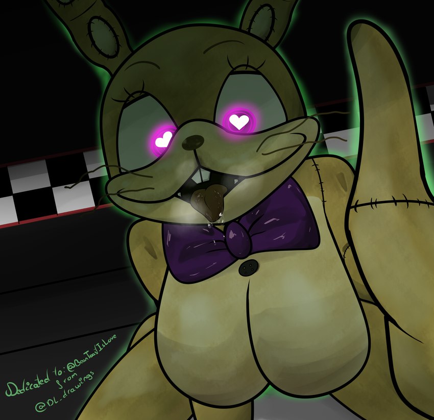 big_breasts bodily_fluids bow_tie breasts crossgender female female_on_top heart_eyes heart_symbol hypnosis male male/female mind_control on_top saliva saliva_on_tongue saliva_string tongue tongue_out beanontoast desesperadoleon five_nights_at_freddy's five_nights_at_freddy's:_help_wanted scottgames glitchtrap lagomorph leporid mammal rabbit 2024 absurd_res digital_media_(artwork) hi_res