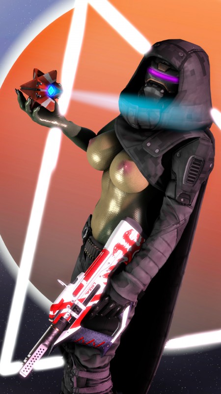 anthro armor breasts clothed clothing female gun holding_object holding_weapon hunter_(destiny_2) nipples ranged_weapon solo standing submachine_gun topless weapon muetank bungie destiny_(video_game) ambiguous_species ghost_(destiny) scalie 3d_(artwork) 9:16 digital_media_(artwork) hi_res source_filmmaker_(artwork)