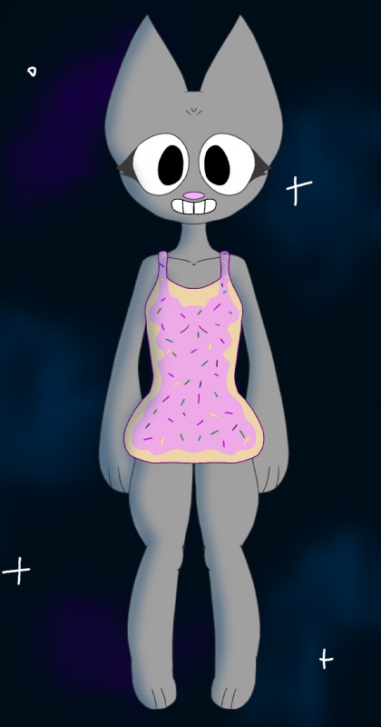 alternate_form anthro anthrofied female food food_print fur grey_body grey_fur smile solo space spaghettibananas nyan_cat_(copyright) pop-tarts nyan_cat domestic_cat felid feline felis mammal hi_res meme