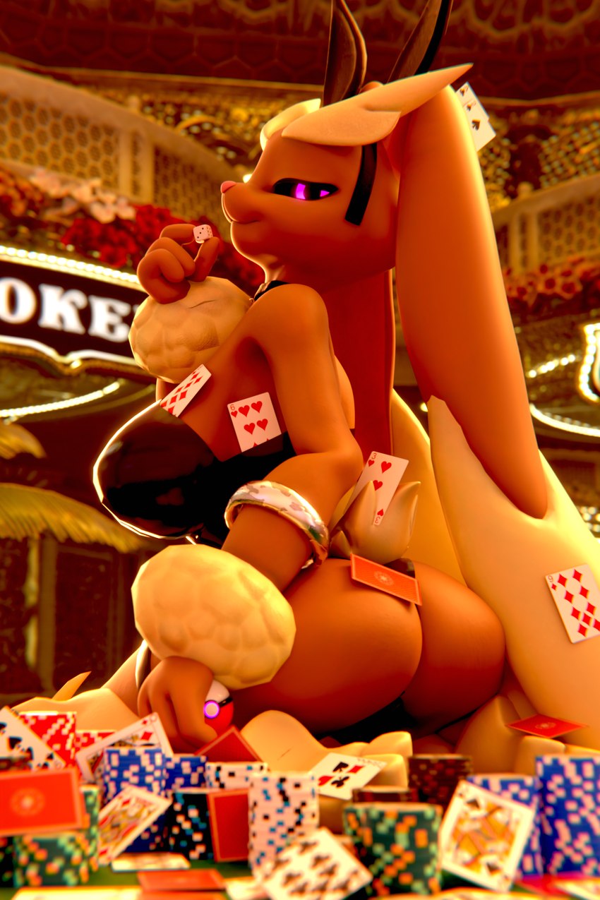 anthro big_breasts big_butt black_sclera bracelet breasts brown_body brown_fur bunny_costume butt card casino casino_table choker clothed clothing costume eyebrows fake_ears fake_rabbit_ears feet female floppy_ears fur furniture furry_tail holding_object inside jewelry leotard long_ears looking_at_viewer lop_ears necklace on_lap on_table pink_eyes pokeball pokemorph rabbit_ears sitting sitting_on_lap sitting_on_table smile smiling_at_viewer solo solo_focus standard_pokeball table tail thick_eyebrows yellow_body yellow_fur 777bronzestar seriuswolf_(modeler) nintendo pokemon generation_4_pokemon lopunny mammal pokemon_(species) 3d_(artwork) digital_media_(artwork) hi_res