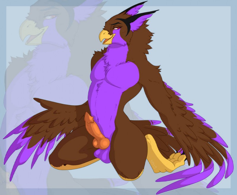 animal_genitalia animal_penis balls beak erection feathered_wings feathers feet genitals knot male nude open_mouth penis solo talons toes wings pulltooth varium_(character) avian bird owl 2019 digital_media_(artwork)