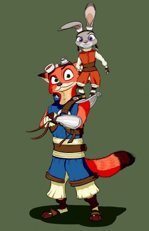 daxter, jak, judy hopps, and nick wilde (sony interactive entertainment and etc) created by lohkami (artist)