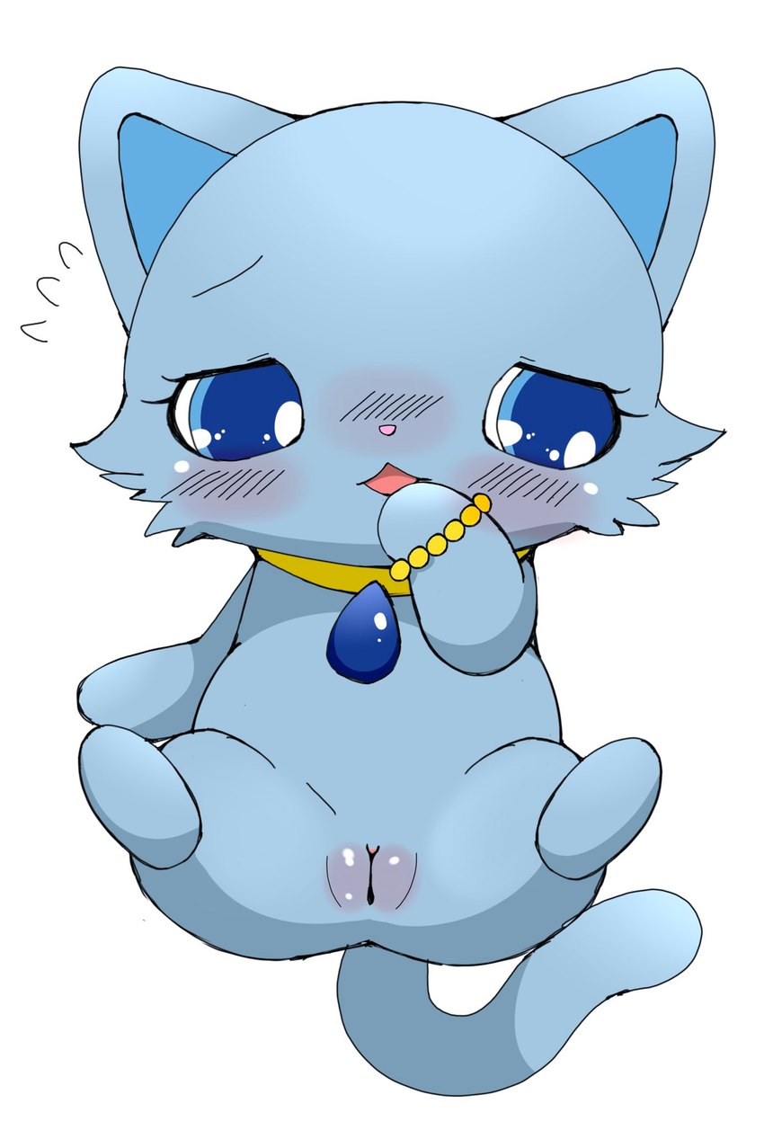 blue_body blue_fur blush body_blush bracelet facial_tuft female female_feral feral fur genitals jewelry necklace plump_labia pussy pussy_blush semi-anthro simple_background solo spread_legs spreading tail tuft white_background azuo jewelpet sanrio sega sega_fave lapis_(jewelpet) domestic_cat felid feline felis mammal hi_res