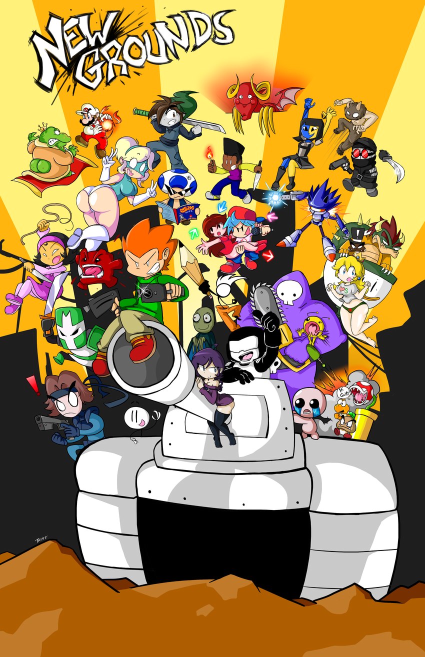 black_hair blonde_hair blue_hair bodily_fluids brawl_taunts butt chainsaw claws clothing crying dark_body dark_skin directional_arrow exclamation_point female fire fireball green_body green_skin group hair hat headgear headwear holding_fireball holding_object ignorance_is_bliss koopa_clown_car logo machine male mask melee_weapon no_pupils pencil_(object) plant ponytail power_tool reading red_body red_skin romantic romantic_couple smash_logo stick_figure strategy_guide sword tank tears tools vehicle weapon wings writing_utensil tristama alien_hominid bowser's_kingdom brackenwood dad_'n_me ena_(series) fancy_pants_adventures friday_night_funkin' henry_stickmin leo_&_satan madness_combat madness_combat_(series) mario_bros metal_gear_awesome newgrounds nintendo pico_(series) powertrip rawest_forest rise_of_the_mushroom_kingdom salad_fingers_(series) sega sonic_the_hedgehog_(series) super_mario_bros._2 super_mario_bros._z super_mario_rpg_legend_of_the_seven_stars super_meat_boy tankmen the_behemoth_(company) the_binding_of_isaac_(series) zone-archive alien_hominid_(character) awesome_snake bitey_(brackenwood) bowser boyfriend_(fnf) dad_(dad_'n_me) darnell_(pico) ena_(joel_g) fancy_pants_man girlfriend_(fnf) green_knight_(castle_crashers) hal_(bowser's_kingdom) hank_j._wimbleton henry_stickmin_(character) isaac_(tboi) jeff_(bowser's_kingdom) kirbopher_(character) mario meat_boy mecha_sonic_mark_ii nene_(pico) pico_(newgrounds) princess_peach salad_fingers satan satan_(leo_&_satan) smash_girl steve_(bowser's_kingdom) wart_(mario) zone-tan amphibian dashkin demon elemental_creature eulipotyphlan flora_fauna frog goomba grunt_(madness_combat) hedgehog human koopa mammal piranha_plant robot scalie toad_(mario) absurd_res digital_media_(artwork) hi_res