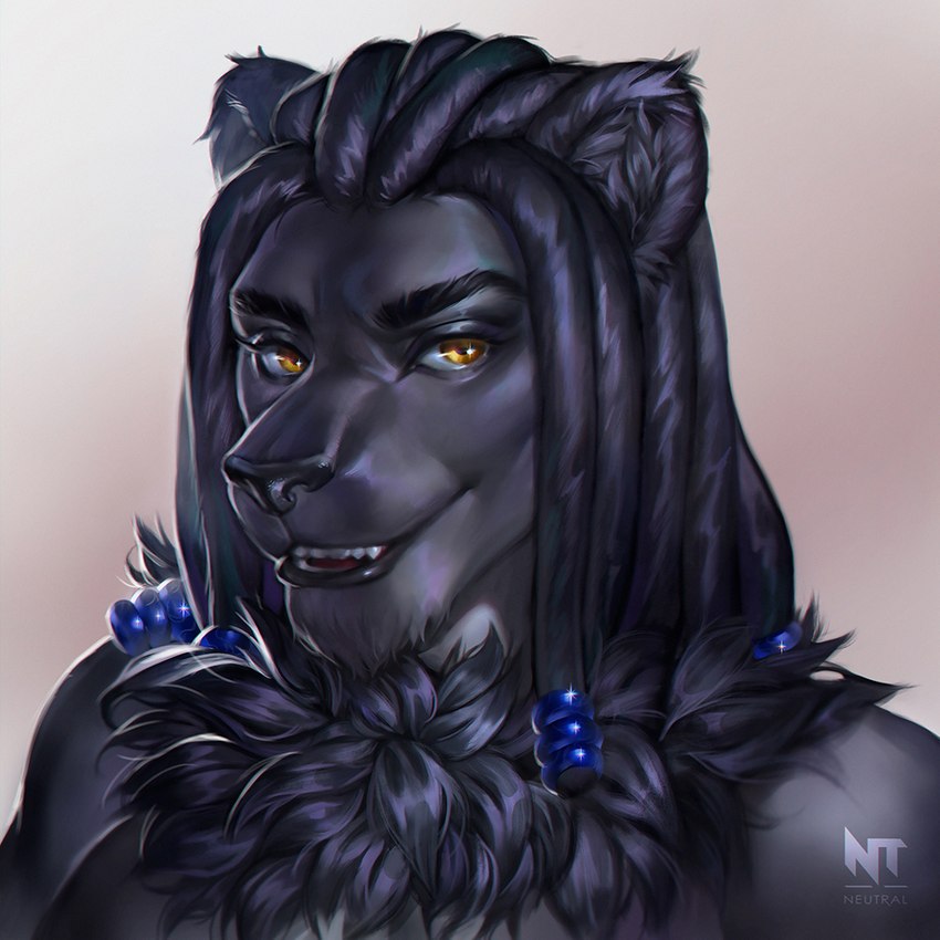 anthro beads black_body black_fur dreadlocks fangs fur male muscular muscular_anthro muscular_male solo teeth yellow_eyes neutral_nt horus_wild felid lion mammal pantherine 1:1 icon