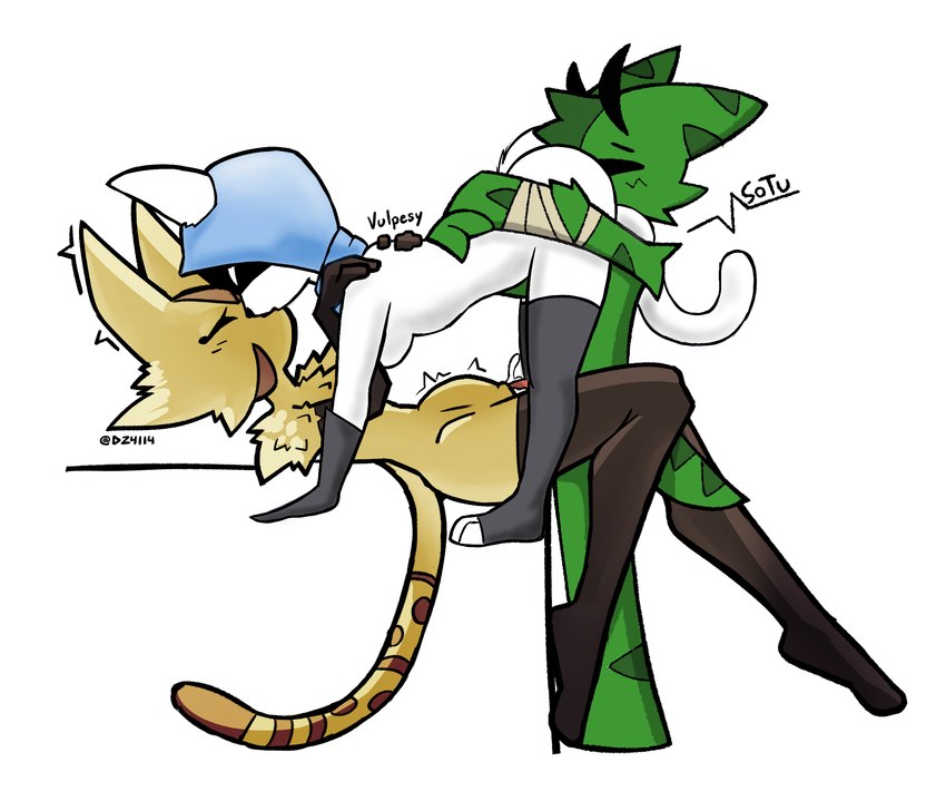 antennae_(anatomy) anthro artist_sotu big_penis bodily_fluids bulge character_soto character_tyzanthia character_vale clothing cum cum_in_pussy cum_inflation cum_inside cunnilingus female female/female fluffy fluffy_chest fur genital_fluids genitals gloves group handwear hooded_cloak inflation kissing legwear long_tail making_out male male/female mask oral penetration penis sex striped_body striped_fur stripes tail thigh_highs trio twitching vaginal vaginal_penetration deadzephyr4114 sotu alien felid feline lumari mammal hi_res