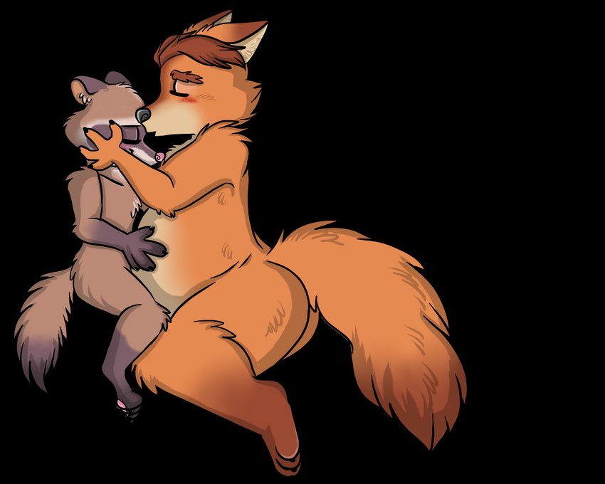 anthro blush brown_body brown_fur butt cuddling duo fluffy fluffy_tail fur kissing larger_male male male/male nude orange_body orange_fur overweight overweight_anthro overweight_male romantic romantic_couple size_difference smaller_male tail dontbeazombie disney zootopia gideon_grey travis_(zootopia) black-footed_ferret canid canine fox mammal mustelid musteline red_fox true_fox true_musteline weasel 5:4 alpha_channel