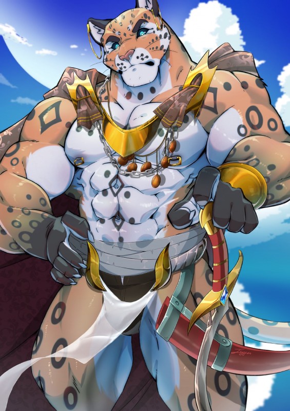 abs anthro biceps clothing fur kemono male muscular muscular_anthro muscular_male nipples pecs solo tiggon_the_great felid mammal pantherine hi_res