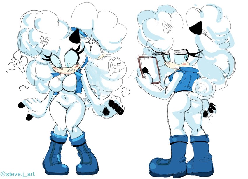 anthro big_breasts big_butt blush boots breasts butt clothing female footwear horn shoes solo steve_jones archie_comics idw_publishing sega sonic_the_hedgehog_(archie) sonic_the_hedgehog_(comics) sonic_the_hedgehog_(idw) sonic_the_hedgehog_(series) lanolin_the_sheep_(sonic) sally_acorn bovid caprine mammal sheep hi_res