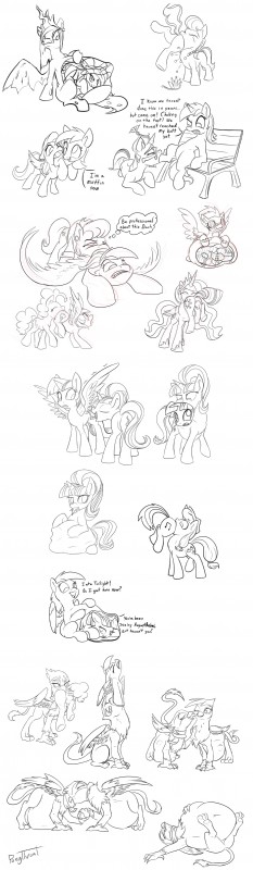 bench cutie_mark dialogue eyes_closed eyewear feathered_wings feathers female feral group hooves horn text vore wings ponythroat friendship_is_magic hasbro my_little_pony mythology applejack_(mlp) derpy_hooves_(mlp) fluttershy_(mlp) gilda_(mlp) greta_(mlp) lyra_heartstrings_(mlp) moondancer_(mlp) ms._harshwhinny_(mlp) pinkie_pie_(mlp) queen_chrysalis_(mlp) rainbow_dash_(mlp) starlight_glimmer_(mlp) twilight_sparkle_(mlp) arthropod avian changeling earth_pony equid equine gryphon horse mammal mythological_avian mythological_creature mythological_equine pegasus pony unicorn winged_unicorn absurd_res english_text hi_res