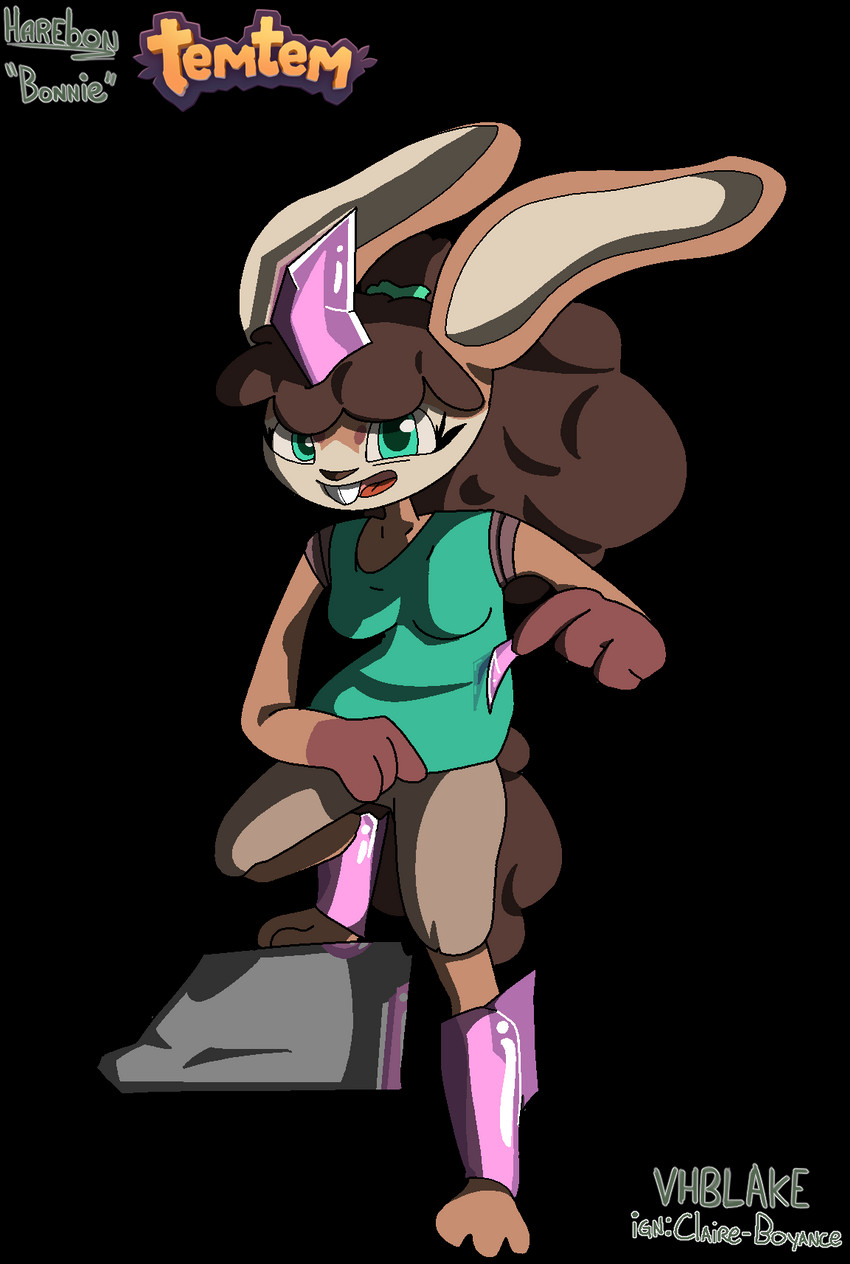 anthro female gem rock solo blakeshutters crema_(company) temtem fan_character harebon bunbun_(temtem) temtem_(species) alpha_channel hi_res