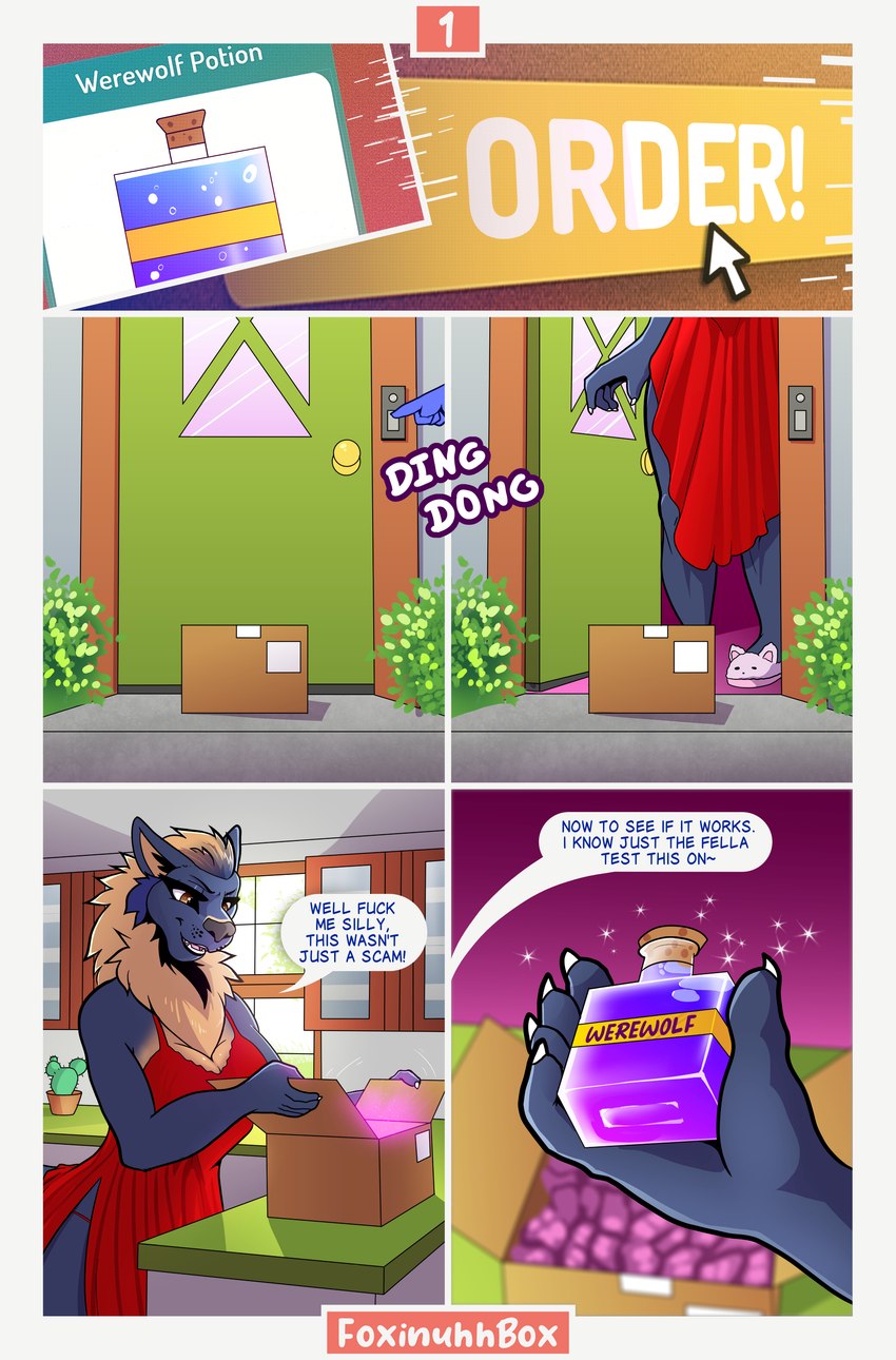 anthro box container female magic mail online plant potion profanity text whiskers foxinuhhbox mythology canid canine domestic_cat felid feline felis mammal mythological_canine mythological_creature were werecanid werecanine werewolf delivery_(disambiguation) absurd_res comic english_text hi_res