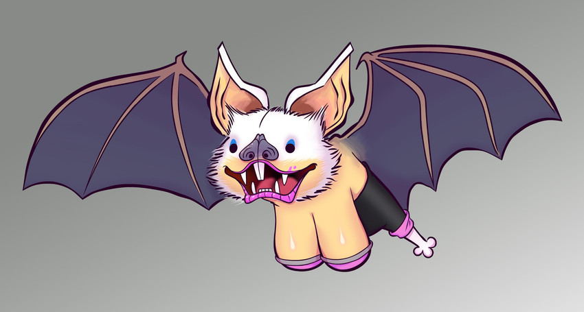 breasts buckteeth busty_feral cleavage clothed clothing eyeshadow fangs female feral feralized flying grey_background lipstick makeup membrane_(anatomy) membranous_wings simple_background solo spread_wings teeth what why wings hotdiggedydemon sega sonic_the_hedgehog_(series) bat-face_the_rogue rouge_the_bat bat mammal 2019 hi_res