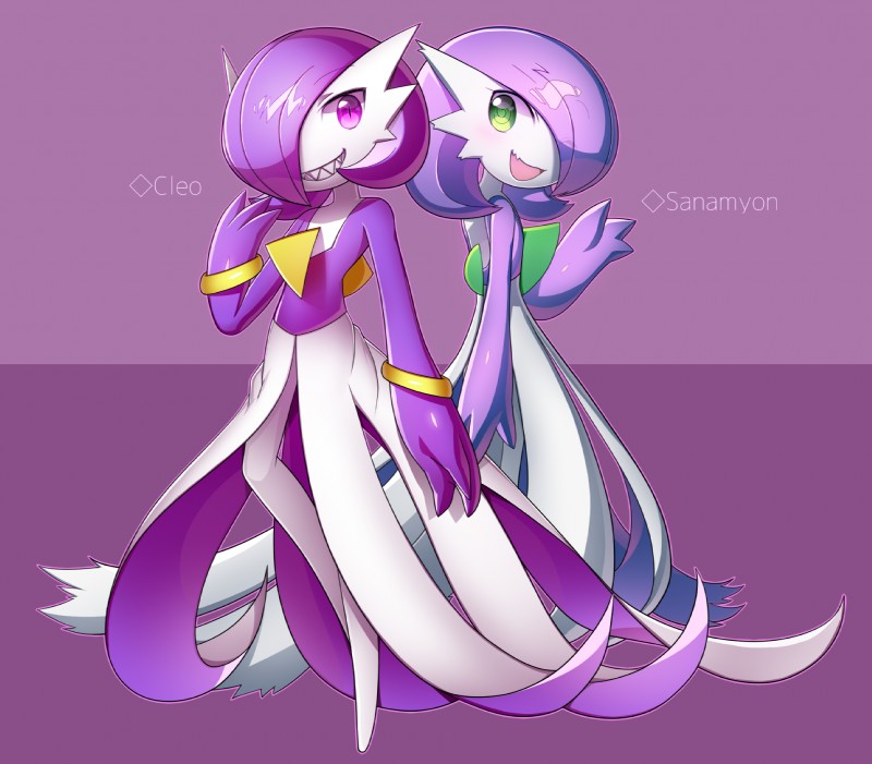 alternate_color duo female happy not_furry lotosu nintendo pokemon cleo fan_character sanamyon gardevoir generation_3_pokemon pokemon_(species) hi_res