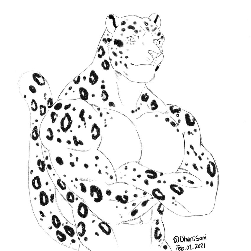 abs anthro casual_nudity fur male manly muscular muscular_male navel nude pecs smile solo spots triceps itsdhani felid feline jaguar mammal pantherine 1:1 hi_res