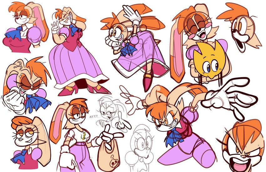 anthro clothing cravat female gloves handwear mature_anthro mature_female galactabee pogchamp sega sonic_the_hedgehog_(series) vanilla_the_rabbit lagomorph leporid mammal rabbit 2021 hi_res meme multiple_images