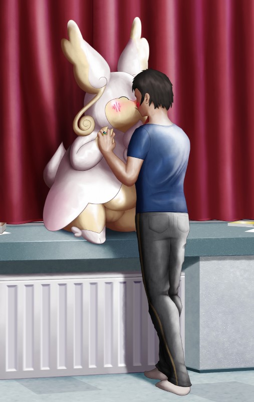 duo female genitals hand_holding inside interspecies kissing male nude pokephilia pussy romantic romantic_couple sitting size_difference ole nintendo pokemon generation_6_pokemon human mammal mega_audino mega_evolution pokemon_(species) hi_res