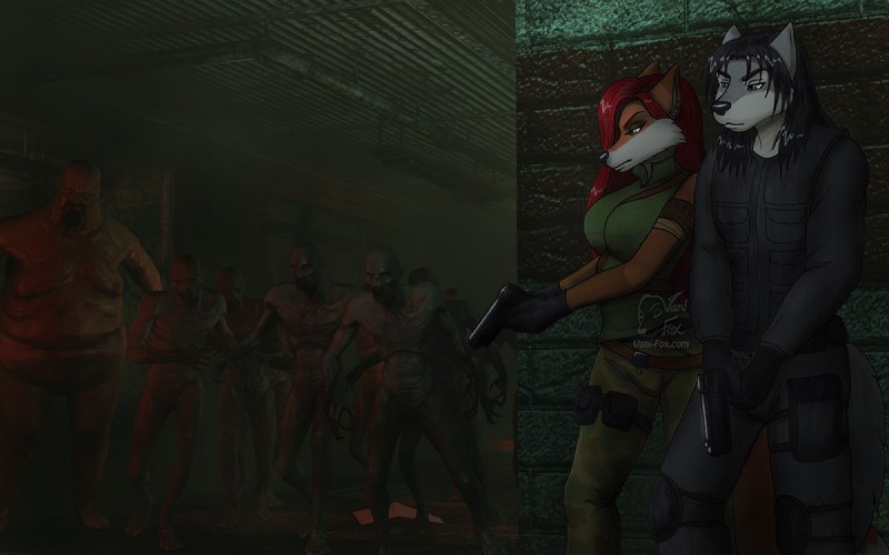 anthro female group gun handgun holster male pistol ranged_weapon scientific_experiment specimen weapon vani-fox killing_floor vani-fox_(character) bloat_(killing_floor) canid canine canis clot_(killing_floor) fox mammal undead wolf zed_(killing_floor) zombie 16:10 widescreen