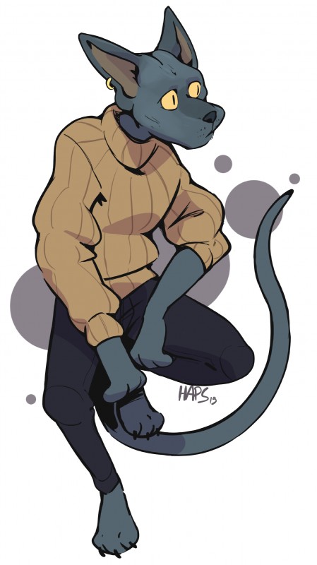 anthro clothed clothing hairless male solo haps yuu_fardeau domestic_cat felid feline felis hairless_cat mammal sphynx_(cat) 2019 absurd_res digital_media_(artwork) hi_res