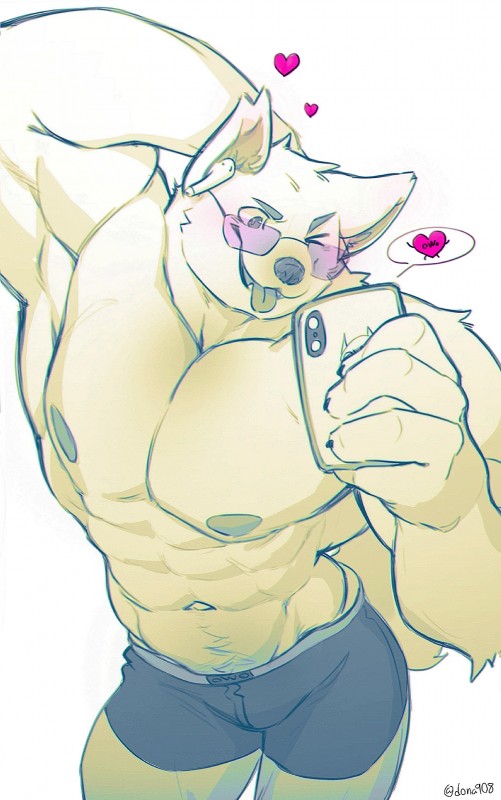 ;3 >_o abs anthro biceps black_nose body_hair cellphone clothed clothing earbuds electronics emoticon emoticon_on_clothing emoticon_on_underwear eyebrows eyewear fur happy_trail headphones holding_object holding_phone looking_at_object looking_at_phone male muscular muscular_anthro muscular_male navel nipples one_eye_closed owo partially_clothed pecs phone print_clothing print_underwear solo sunglasses tongue tongue_out underwear dona908 canid canine mammal 2019 absurd_res hi_res